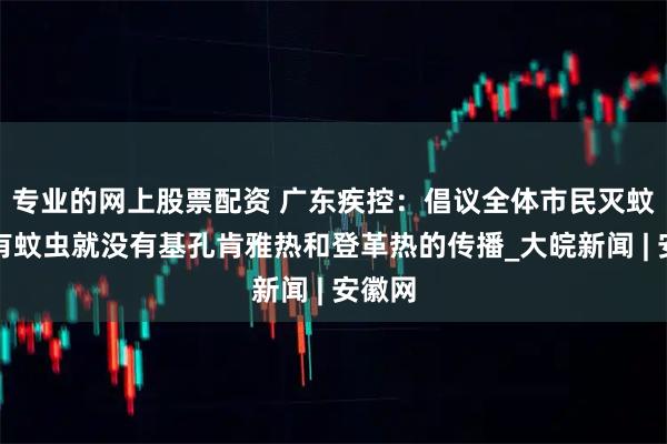 专业的网上股票配资 广东疾控：倡议全体市民灭蚊，没有蚊虫就没有基孔肯雅热和登革热的传播_大皖新闻 | 安徽网